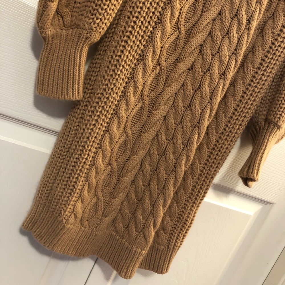 Brave Soul Camel Cable Knit Turtleneck Sweater Dress - Picture 2 of 6